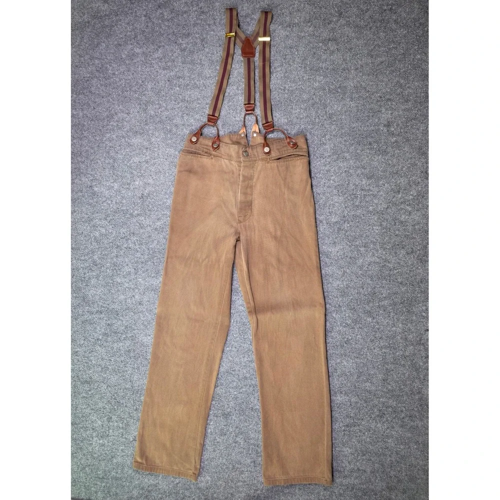 Wah Maker Frontier Canvas Pants Mens 32 Buckle Back Suspenders Old West USA